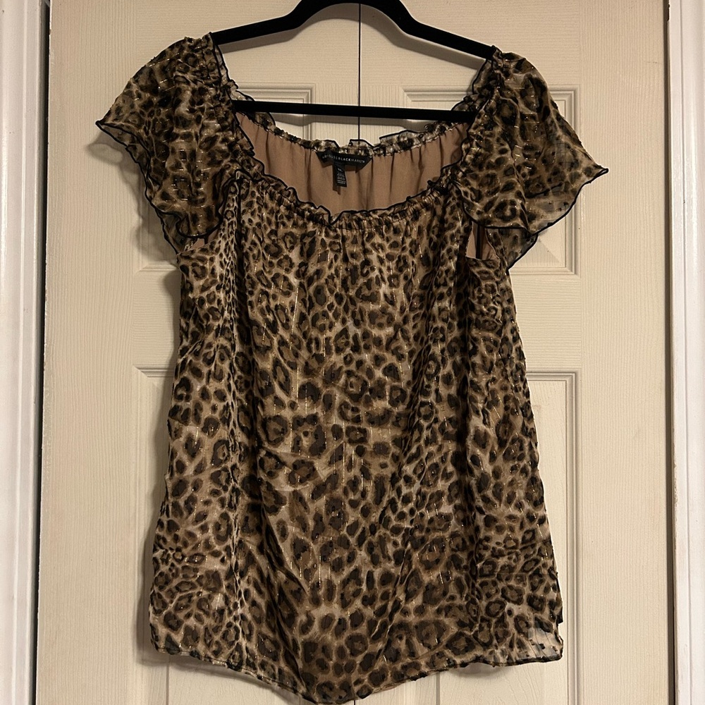 🔥White House Black Market Leopard Print Blouse